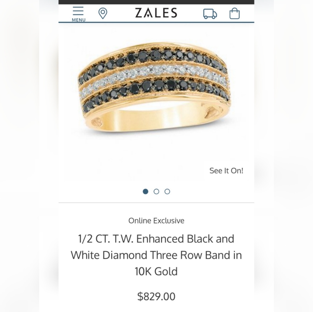Zales 10k gold 1/2 ct diamond band - Picture 1 of 6